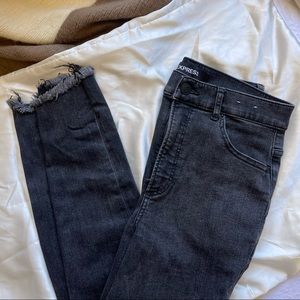 Express Black High-Waisted Ankle Jeans